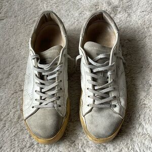 Golden Goose White and Grey Suede Sneakers